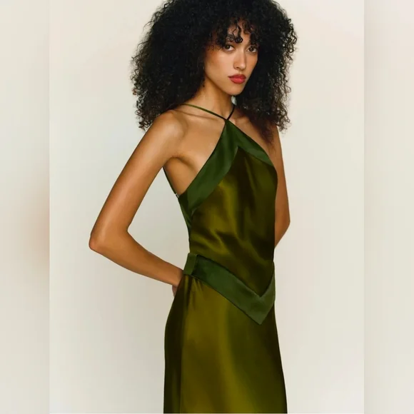 Reformation Jillian Silk Dress Size 6 NWT $350 Pear - Picture 5 of 13